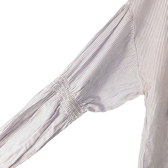 Zara Floral Embroidered Striped Button Down Cropped Shirt Size Large Casual - Picture 9 of 10